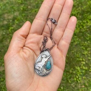 Horse Tibetan Turquoise Silver Necklace